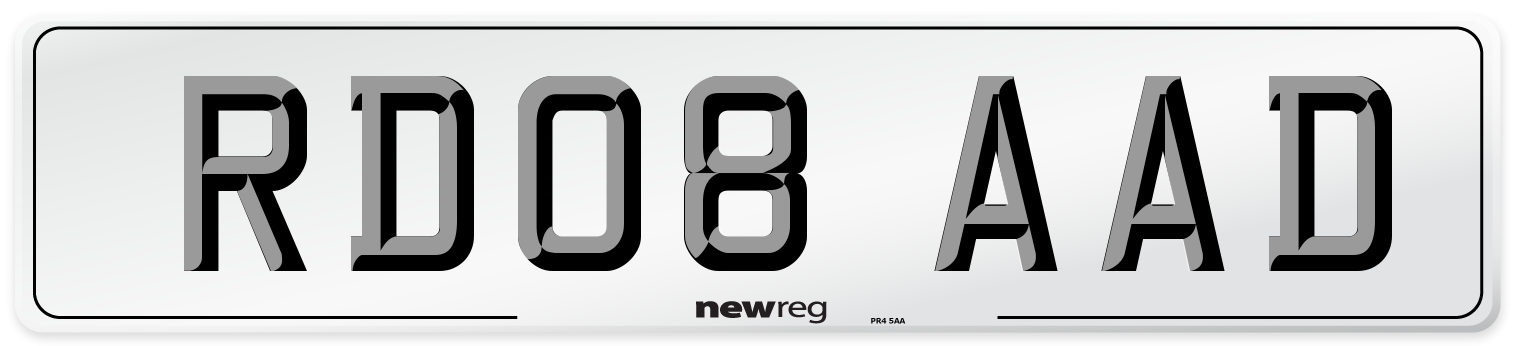 RD08 AAD Number Plate from New Reg
